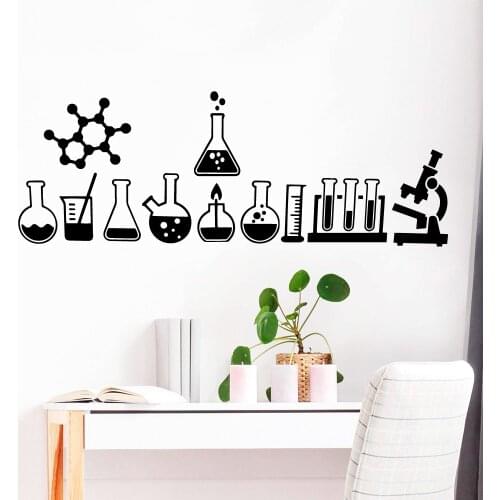 Diy Chemical Equipments Wall Stickers Viny Decals For Laboratory Room Wall Decals School Room Decor Mural adesivi murali