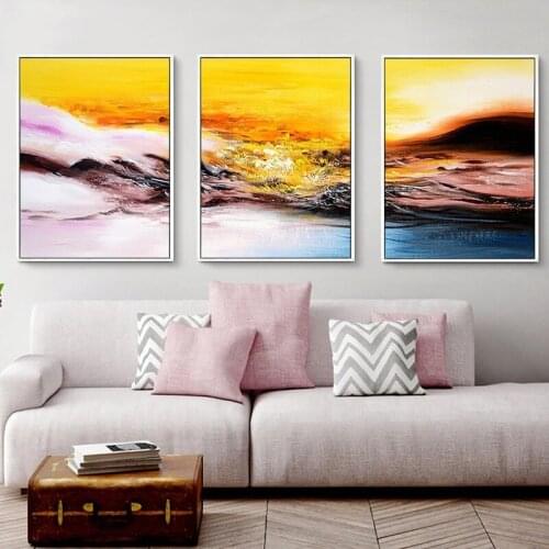 New Chinese Ink Landscape Abstract Frameless Hanging Painting Core Simple Combination Decorative Living Room Decor