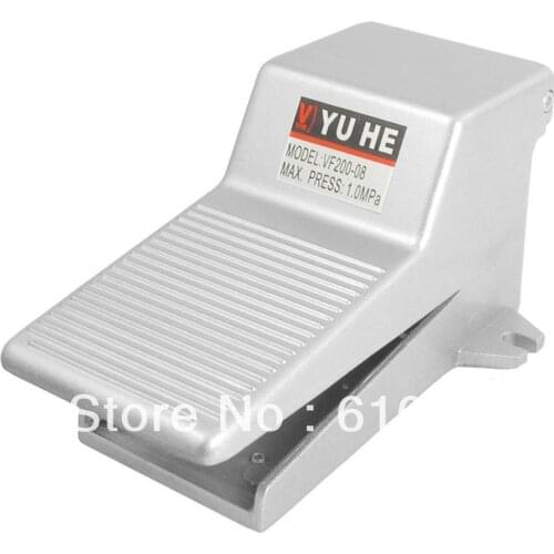 Foot Operated Gray Metal Shell 2 Position 3 Way Nonslip Pneumatic Pedal Valve