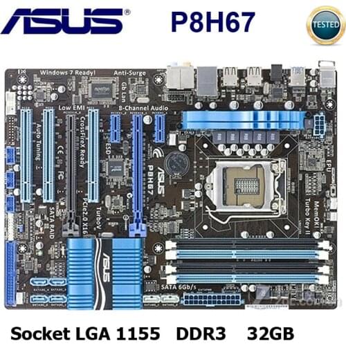 Socket LGA 1155 USB3.0 SATA3.0 For ASUS P8H67 Desktop Motherboard H67 i3 i5 i7 DDR3 Used P8H67 H67 Mainboard