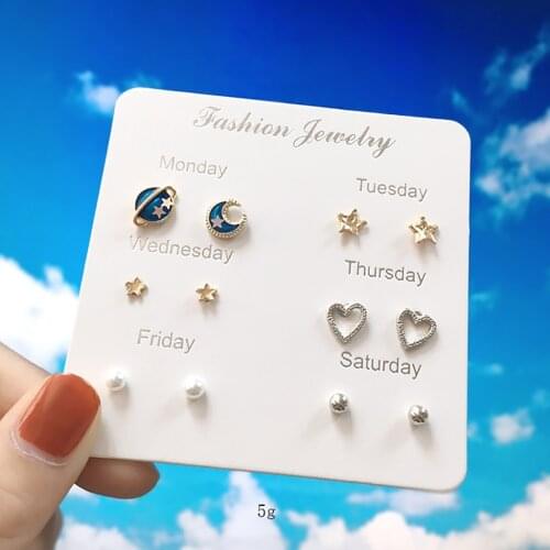 Stud Earrings 7 Pairs Of Simple Travel Set Earrings Temperament Small Korean Style Stud Earrings Sets For Women Jewelry Gifts