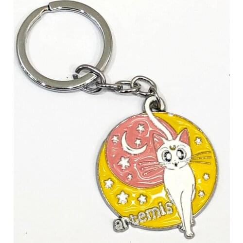 Sailor Venus Sailor V Crystal Minako Aino Luna Artemis Black Cat white cat Metal Figure pendant Key chain keyrings Keyholder