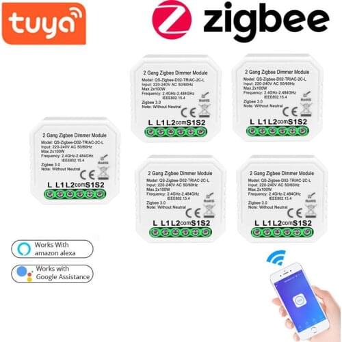 Tuya ZigBee3.0 Wifi Smart Switch LED Light No Neutral Relay Module Dimmer Switcher Smart Life APP Control For Alexa Google Home