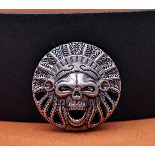 10X 30MM Vintage Silver Southeast Biker Indian Chief Skull Leathercraft Belt Saddle Concho Decoration