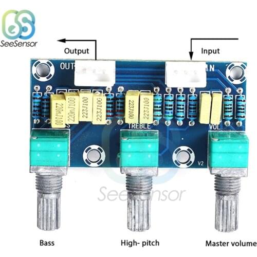 XH-M802 Passive Tone Board Amplifier Preamp Power Module Low High Sound Adjustment Electronic PCB Board 2-channel