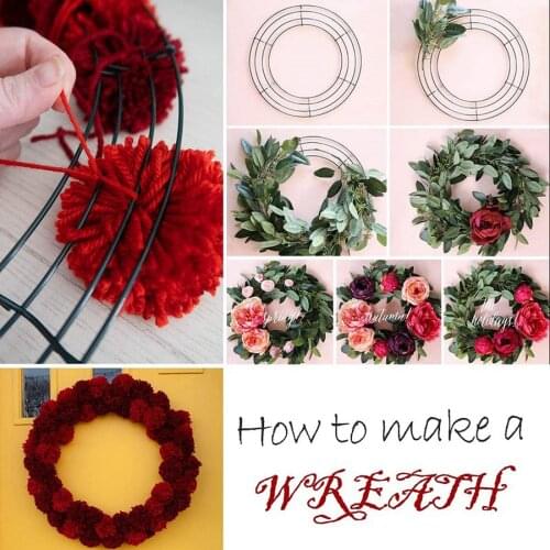 Iron Ring Heart/Round Shaped Wire Garland DIY Home Decoration For Christmas New Year Flower Arrangement Wreath Rings