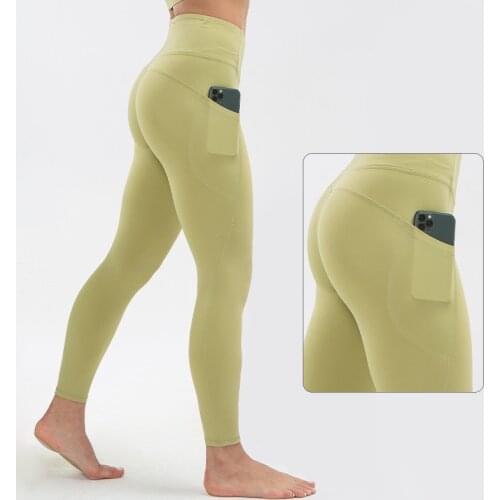 High Wist Yoga Tight Leggings Sports Pants Women Fitness 75% Nylon 25% Spandex With Pocket Plus Size Training Workout Gym Clothe