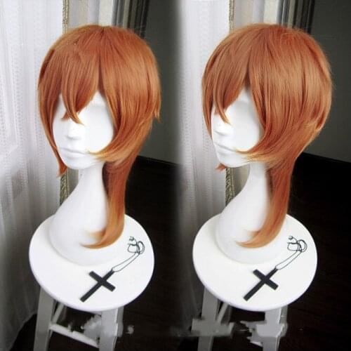 Anime Bungo Stray Dogs Chuya Nakahara Chuuya Brown Orange Heat Resistant Cosplay Costume Wig +Wig Cap