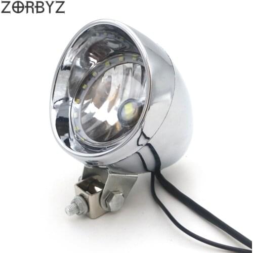 ZORBYZ Motorcycle Chrome LED White Angel Eye Bullet Spot Light Fog Light With Mount Bracket For Honda Bobbers Choppers Custom