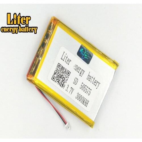 1.0MM 2pin connector 3.7 V 505575 3000mah Rechargeable lipo battery solar e-books GPS PDA power bank polymer lithium battery