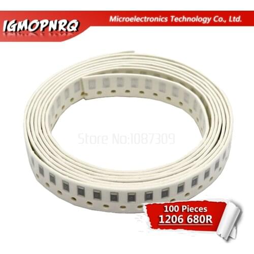 100PCS 1206 SMD Resistor 5% 680 ohm chip resistor 0.25W 1/4W 680R 681