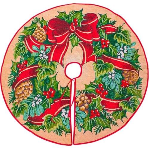 100cm Christmas Tree Skirt New Year Decoration Pine Cone Wreath Tree Foot Cover Carpet Merry Christmas Supplies