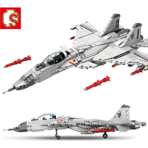 SEMBO 1186pcs Military Chinese J-15 Carrier Fighter Aircraft Flying Shark Model Building Block Plane Brick for Children Boy Toy