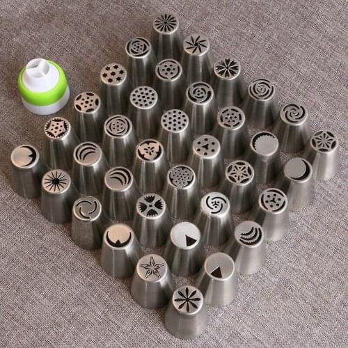 36Pcs Stainless Steel Russian Piping Tips Pastry Nozzles Cake Decorating Dessert Decorators With 1 Coupler Gift