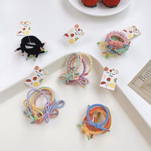 5 Pcs/Set Children Cute Colors Solid Elastic Hair Bands Baby Girls Lovely Soft Scrunchies Rubber Bands Kids Hair Accessories