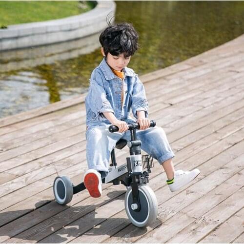 5-in-1 baby stroller pedal tricycle, 3-wheel balance bike childrens bicycle can be folded and multi-function Trolley baby Toddl