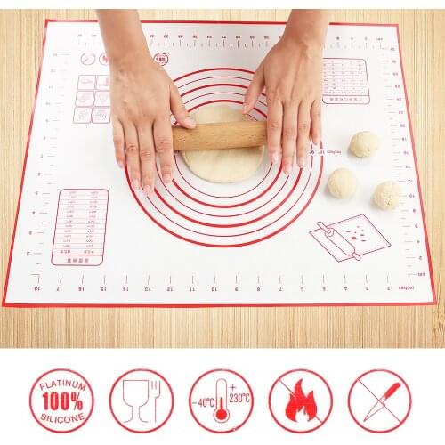 3 Sizes Non-Stick Silicone Baking Mat Kneading Pad Sheet Glass Fiber Rolling Dough Large Size for Cake Macaron Kitchen Tools