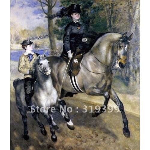 Free DHL Shipping,100% handmade,Oil Painting Reproduction,riding in the bois de boulogne by pierre auguste renoir,museum quality