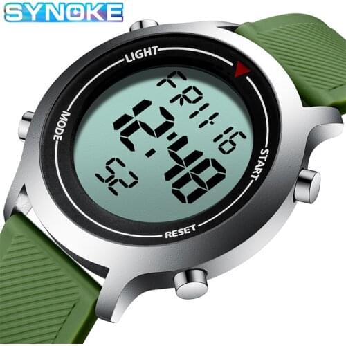 SYNOKE Digital Watch for Mens Green Sports Watch Fashion Casual Waterproof Luminous Electronic Watchwrist Simple Design Clock