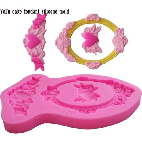 Flowers Love Frame Lace Cake Fondant Mould Cake Decorating Tools Silicone Mold Molds Gumpaste F0919