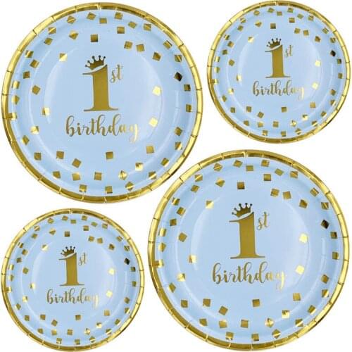 Baby 1st birthday theme Party Supplies DIY Decoration Disposable Tableware Set Paper Plates Cup tablecloth