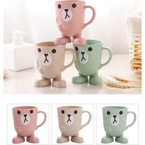 Baby Cute Cartoon Toothbrush Cup Infant Kids Learn Drink Feeding Bottles Children Anti-falling Water Training Cups