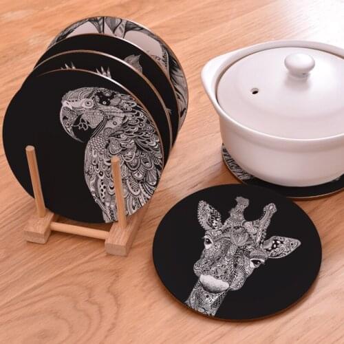 Household Ceramic Storage Tray Wooden Animal Non-slip Mat Dining Table Mark Coaster Living Room Home Decoration Accessories