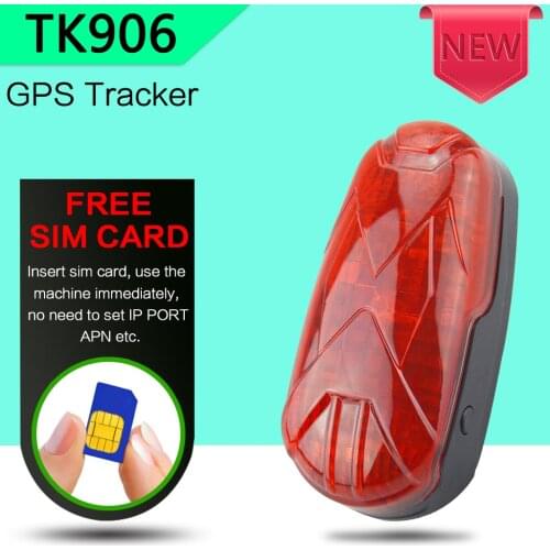 High Accurancy Bike GPS Tracker TK906 GPS GSM Waterproof Tracker for Bicycle with LED Tail Light Tracking Lifetime Free Platform
