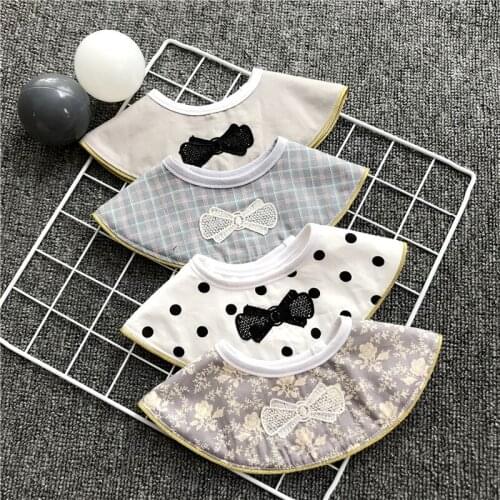 Ins 360 Degree Cotton Round Bib Fake Collar Gentleman Classic Dot Plaid Flower Print Cravat Baby Burp Waterproof Saliva Towel