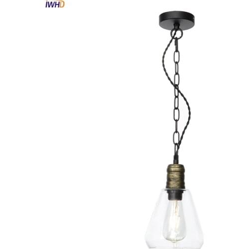 IWHD Creative Iron Chain Pendant Lights LED Industrial Loft Hanging Lamp Glass Hanglamp Retro Fixtures For Home Lighting