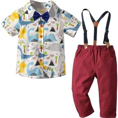 Toddler Baby Boy Girl Gentlemen Set Long Sleeve Plaid Shirt Tee Blouse Tunic Solid Color Pants Strap Bowknot Tie