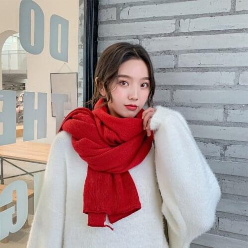 Unisex Fashion Classical Solid Color Soft Wrap Shawl Thick Long Pashmina Winter Plain Warm Knitted Scarf