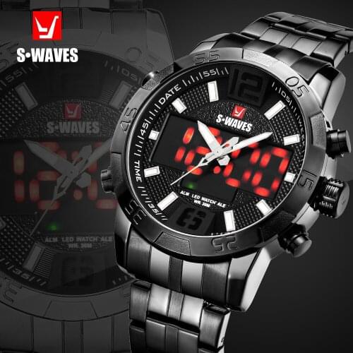 SWAVES Watch Men Top Brand Luxury Digital Analog Sport Wristwatch Military Stainless Steel Male Clock Relogio Masculino SW2055S