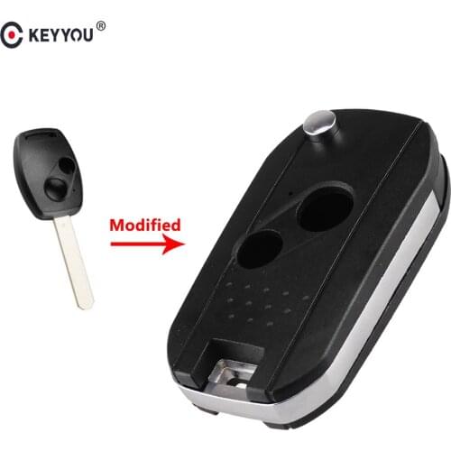 KEYYOU New 2 Button Remote Modified Flip Folding Car Key Shell Case Cover For Honda Accord CRV Odyssey Auto fob Case Replacement
