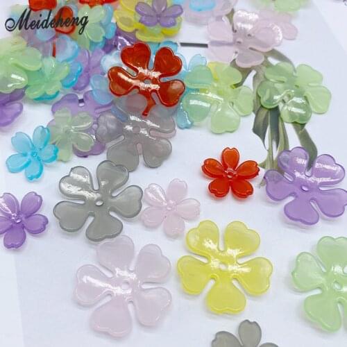 New Fashion Acrylic Jelly Petals Flower Beads For Jewelry Making Antique Headdress Hairpin Diy Size Accessories