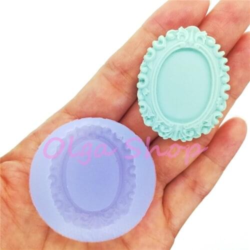 OYL144 Classic Frame Silicone Mold Fondant Cake Decoration Craft Resin Art Soap Candle Aromatherapy Outer Size 39.4mm x 32.1mm