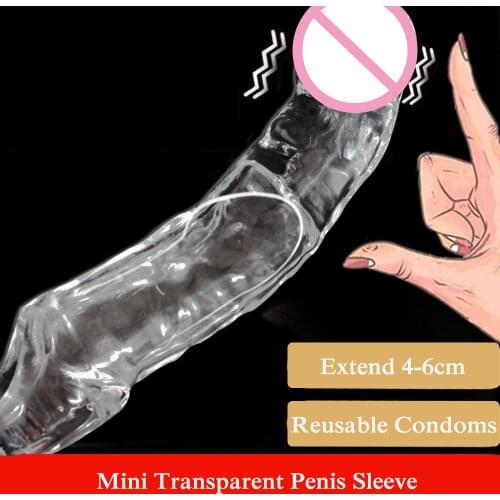 Transparent Penis Sleeve Reusable Condom Penis Extender Girth Enhancer Realistic Sleeve Sheath Delay Ejaculation Sex Toy for Men