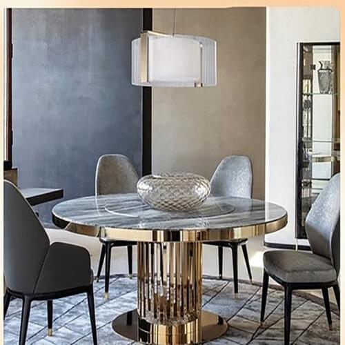 Light luxury marble dining table modern minimalist small apartment home round dining room table Nordic post-modern round table
