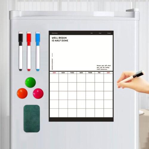Dry Erase Fridge Magnetic Calendar Monthly Weekly Planner Board Pad Whiteboard with 3 Markers 1 Eraser 3 Magnets 16.5x12in