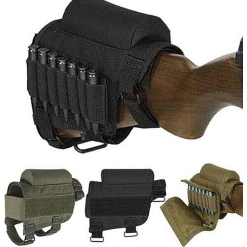 Tactical Rifle Cases Cheek Rest Riser Ammo Cartridges Hunting Carrier Canvas Pouch Round Cartridge Bag Shell Buttstock Ammo