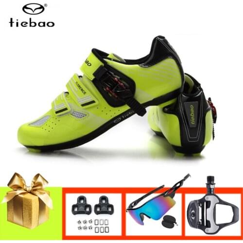 Tiebao Bicycle Sneakers Road Men Women Sapatilha Ciclismo Riding Breathable Self-locking Cycling Shoes Add Pedals Sunglasses