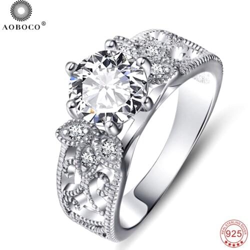 High Quality 925 Sterling Silver Rings Classic Trendy Cubic Zirconia Sweet Ring Fashion Jewelry & Accessories For Women GNJ0757