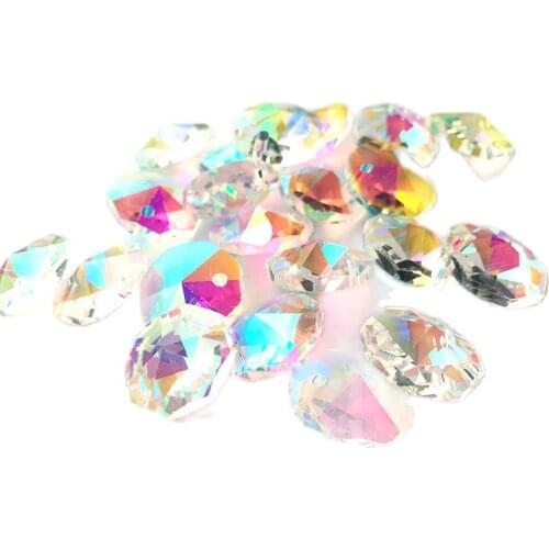1000pcs/lot,14mm crystal glass octagon beads in 1 hole for chandelier home decoration curtain accessories+free rings