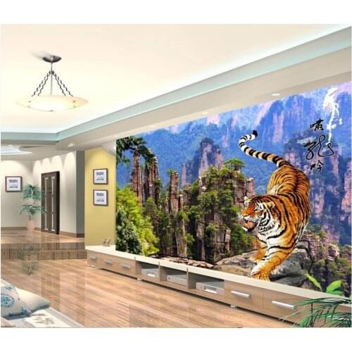 WDBH Custom photo 3d wallpaper HD tiger beautiful mountain scenery background home decor 3d wall mural wallpaper for living room