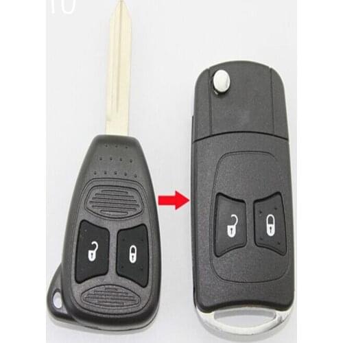 DAKATU 2 Buttons Replacement Modified Flip Remote Key Shell Case For Chrysler 300C Sebring Dodge Caliber Jeep Compass Fob Key Co