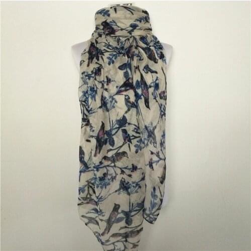New fashion Women Bird Tree Print Scarf Animal Floral infinity scarf Shawls Wraps Bird loop Scarves Hot Sale long women scarf