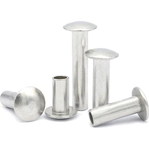 10/50pcs GB873 Aluminum Round Flat Truss Head Half Semi Hollow Shank Rivet M2 M2.5 M3 M4 M5 M6 Diameter 2-6mm length 3-25mm