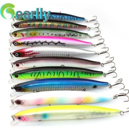 10 PCS/Lot Gearlly MI010 Super 138mm 19g Minnow 0-3M Sink Artificial Fishing Bait Fishing Lures Hooks Hard Wobblers