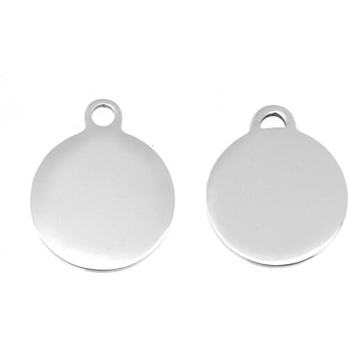 100% Stainless Steel Blank Circle Tags Pendants 17mm Round Metal Tag Disc Charm For Jewelry Making High Polished Wholesale 50pcs
