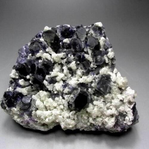 1182g Purple-Blue Fluorite w/ Mich Quartz on Matrix - crystals and stones healing Mineral specimen Home Decor feng shui